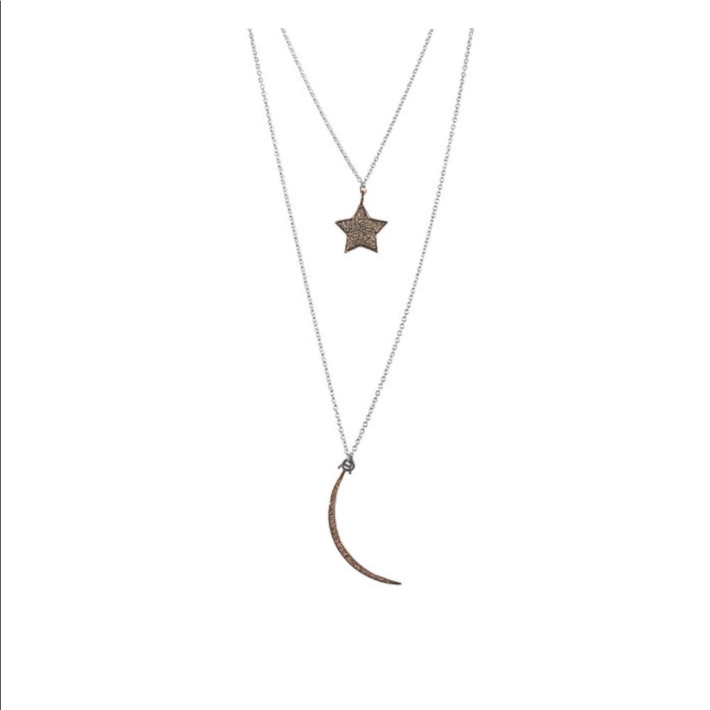 ADORNIA Champagne Diamond Star & Moon